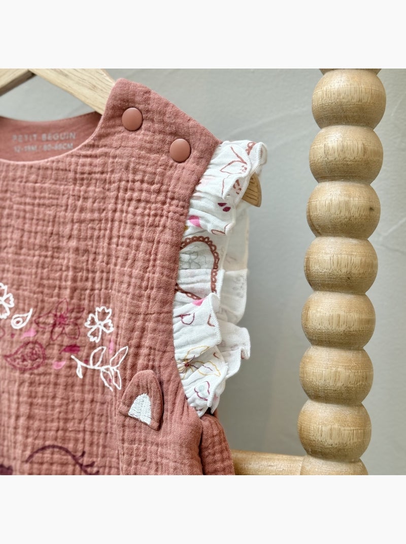Turbulette d'été en gaze de coton avec pieds retroussables Arizona Rose foncé - Kiabi