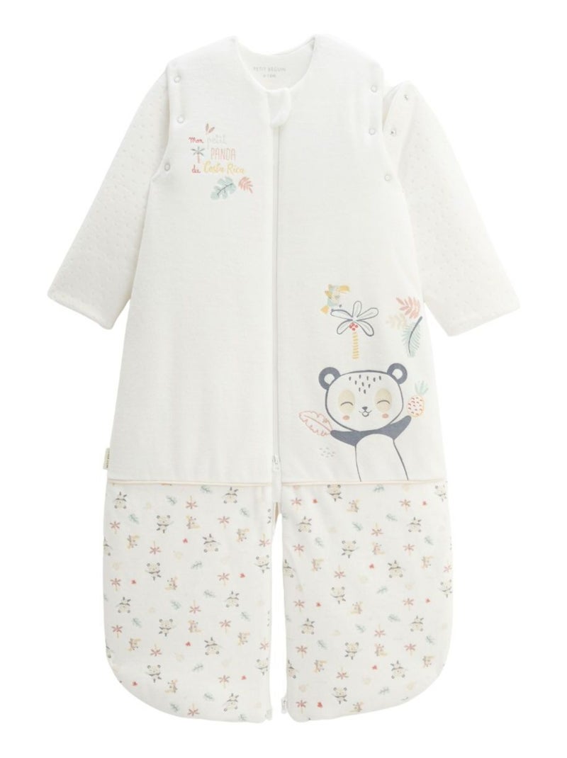 Turbulette d'hiver en velours avec manches amovibles et jambes séparables Baby Panda Ecru - Kiabi