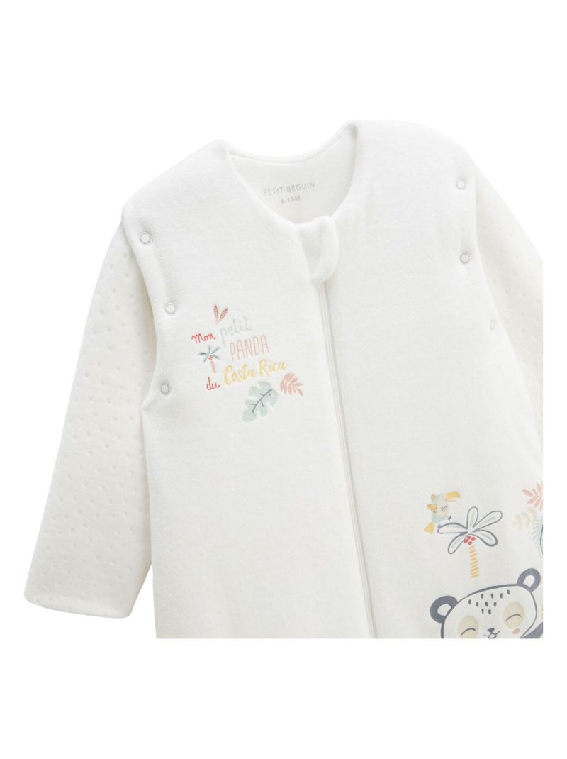 Turbulette d'hiver en velours avec manches amovibles et jambes séparables Baby Panda Ecru - Kiabi