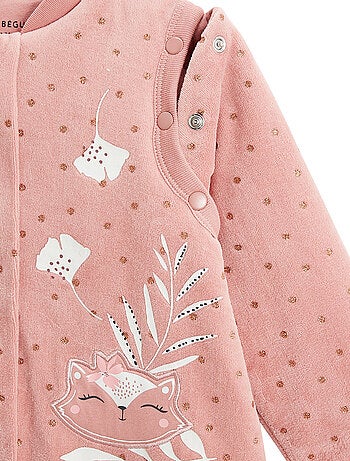 Turbulette d'hiver en velours avec pieds retroussables et manches amovibles bébé Rosa