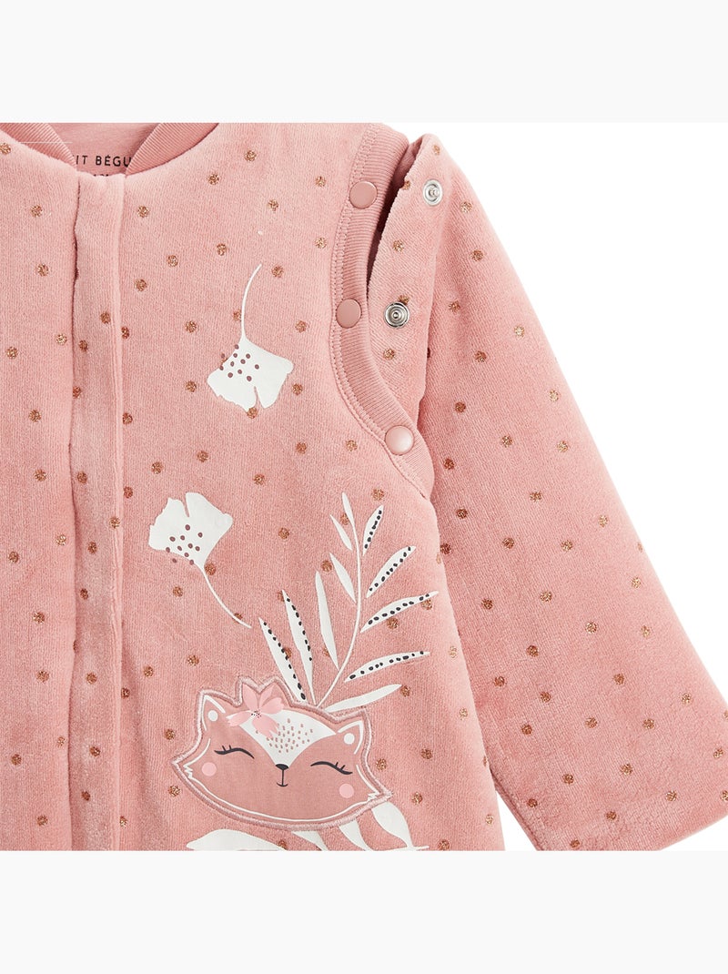 Turbulette d'hiver en velours avec pieds retroussables et manches amovibles bébé Rosa Rose - Kiabi