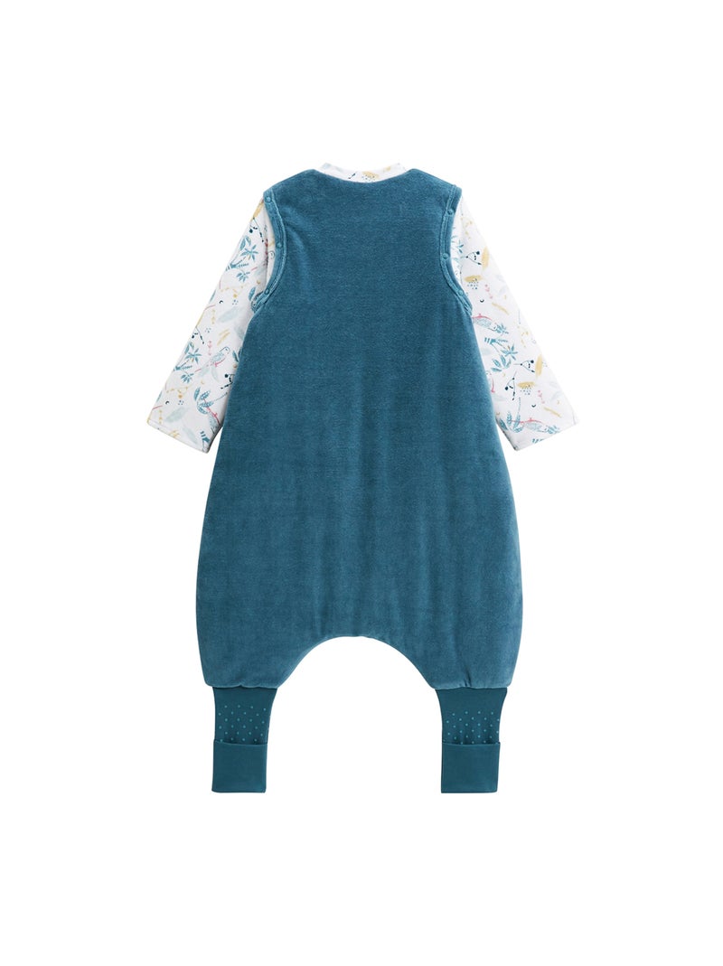 Turbulette d'hiver en velours avec pieds retroussables et manches amovibles Bianca Bleu - Kiabi