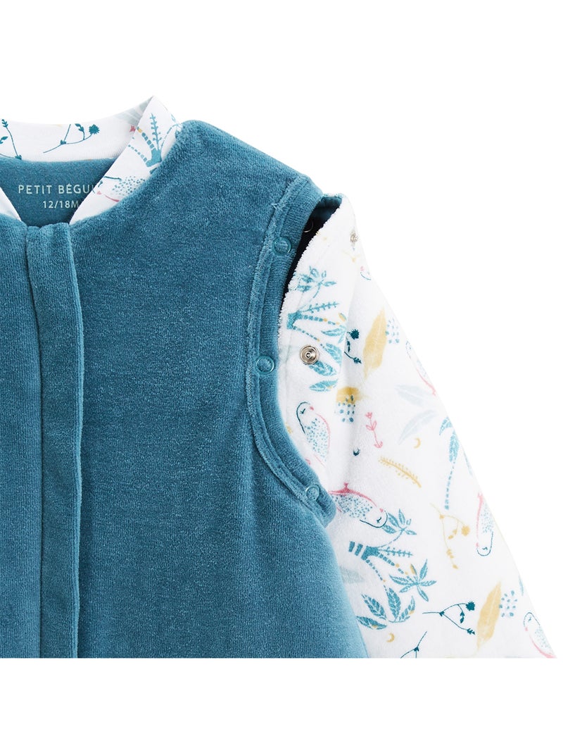 Turbulette d'hiver en velours avec pieds retroussables et manches amovibles Bianca Bleu - Kiabi