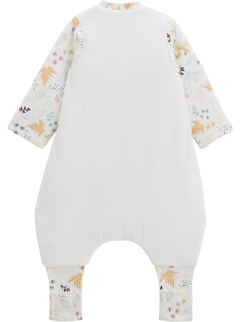 Turbulette d'hiver en velours avec pieds retroussables et manches amovibles Bloom Ecru - Kiabi