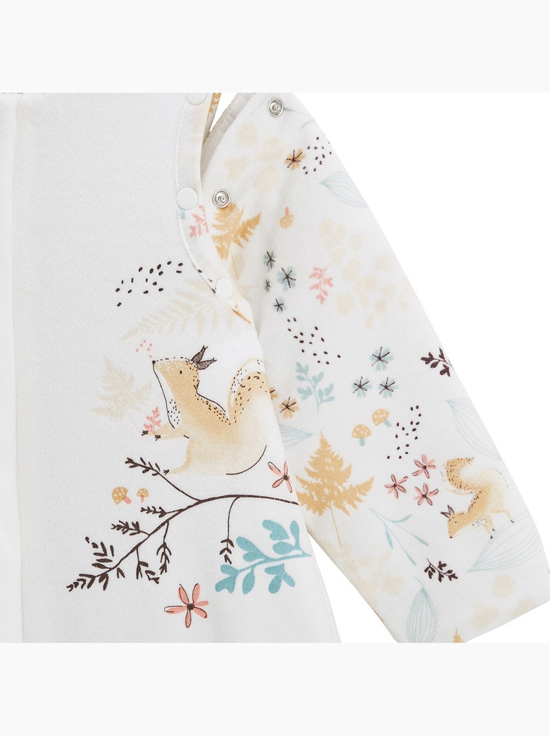 Turbulette d'hiver en velours avec pieds retroussables et manches amovibles Bloom Ecru - Kiabi