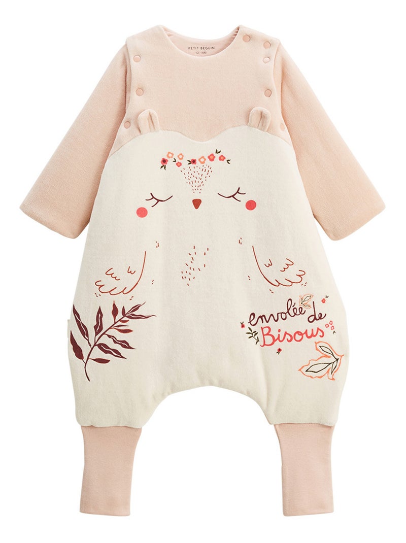 Turbulette d'hiver en velours avec pieds retroussables et manches amovibles Manouk Ecru - Kiabi