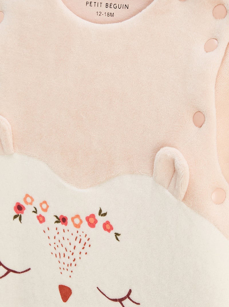 Turbulette d'hiver en velours avec pieds retroussables et manches amovibles Manouk Ecru - Kiabi