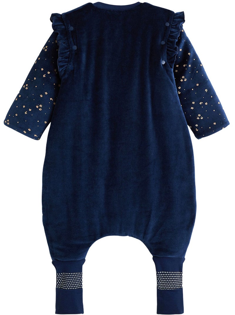 Turbulette d'hiver en velours avec pieds retroussables et manches amovibles ollie Bleu - Kiabi