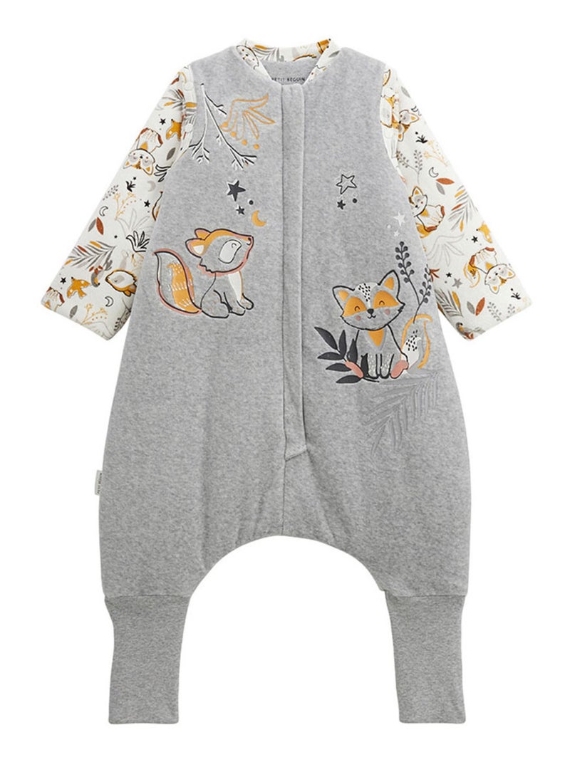 Turbulette d'hiver en velours avec pieds retroussables et manches amovibles Petit Loup Gris Gris - Kiabi