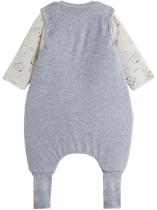 Turbulette d'hiver en velours avec pieds retroussables et manches amovibles pistache - Kiabi