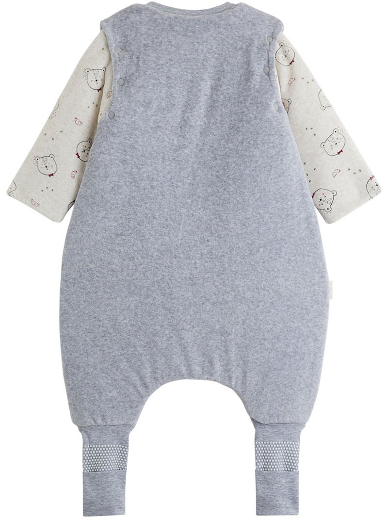 Turbulette d'hiver en velours avec pieds retroussables et manches amovibles pistache Gris Gris - Kiabi