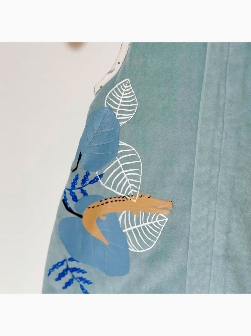 Turbulette d'hiver en velours avec pieds retroussables Félintrépide Bleu - Kiabi