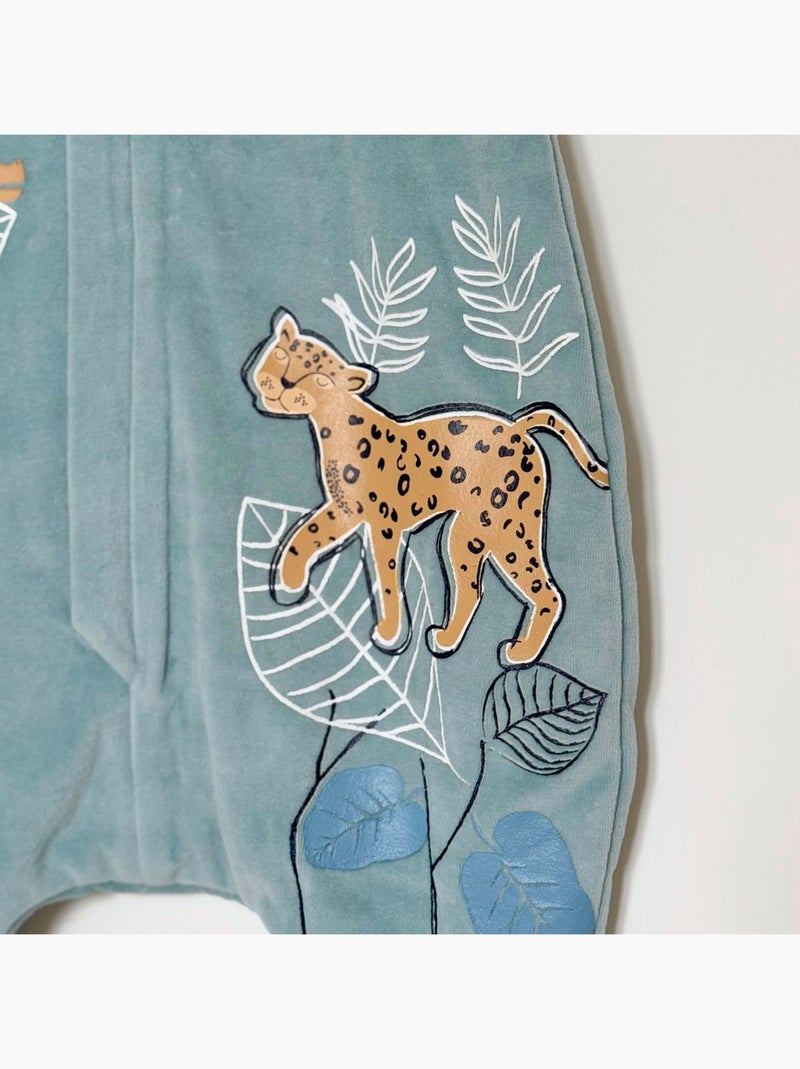 Turbulette d'hiver en velours avec pieds retroussables Félintrépide Bleu - Kiabi