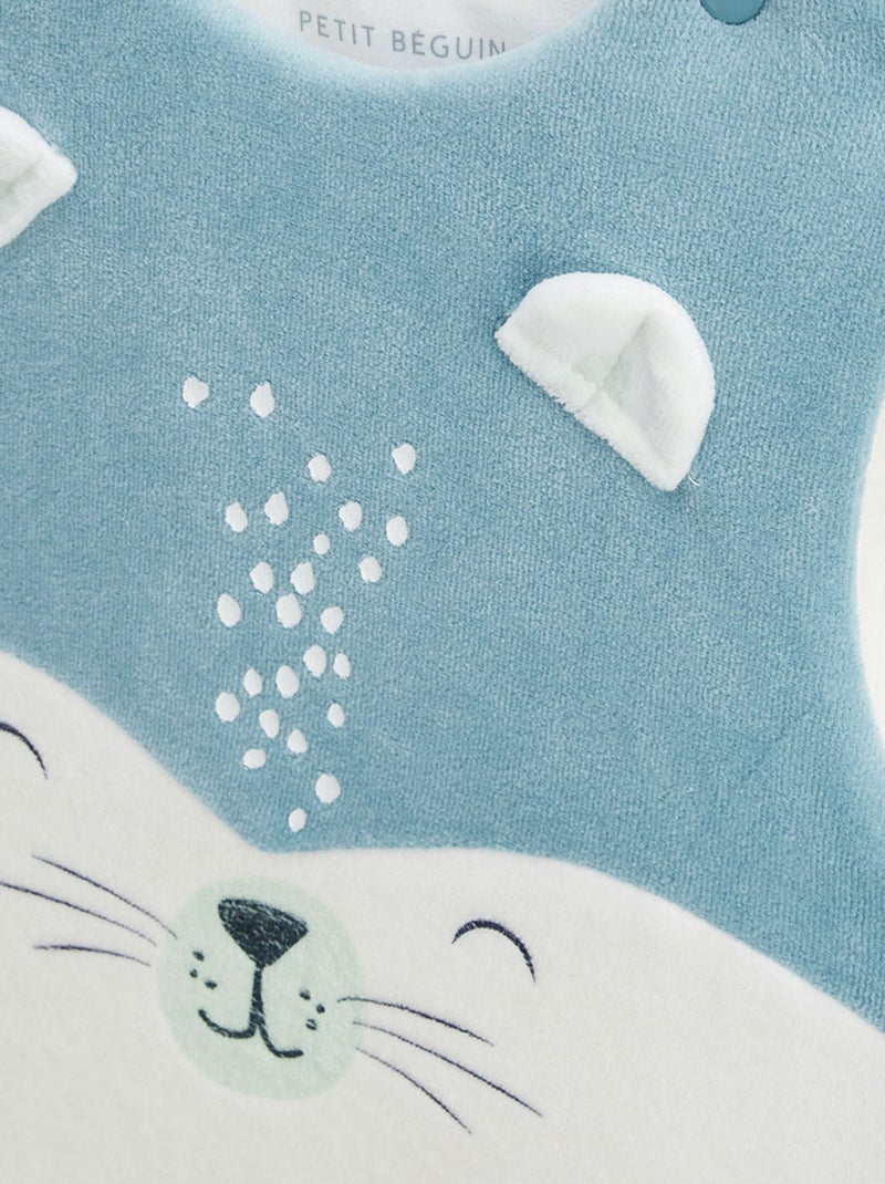 Turbulette d'hiver en velours avec pieds retroussables Oscar Bleu - Kiabi