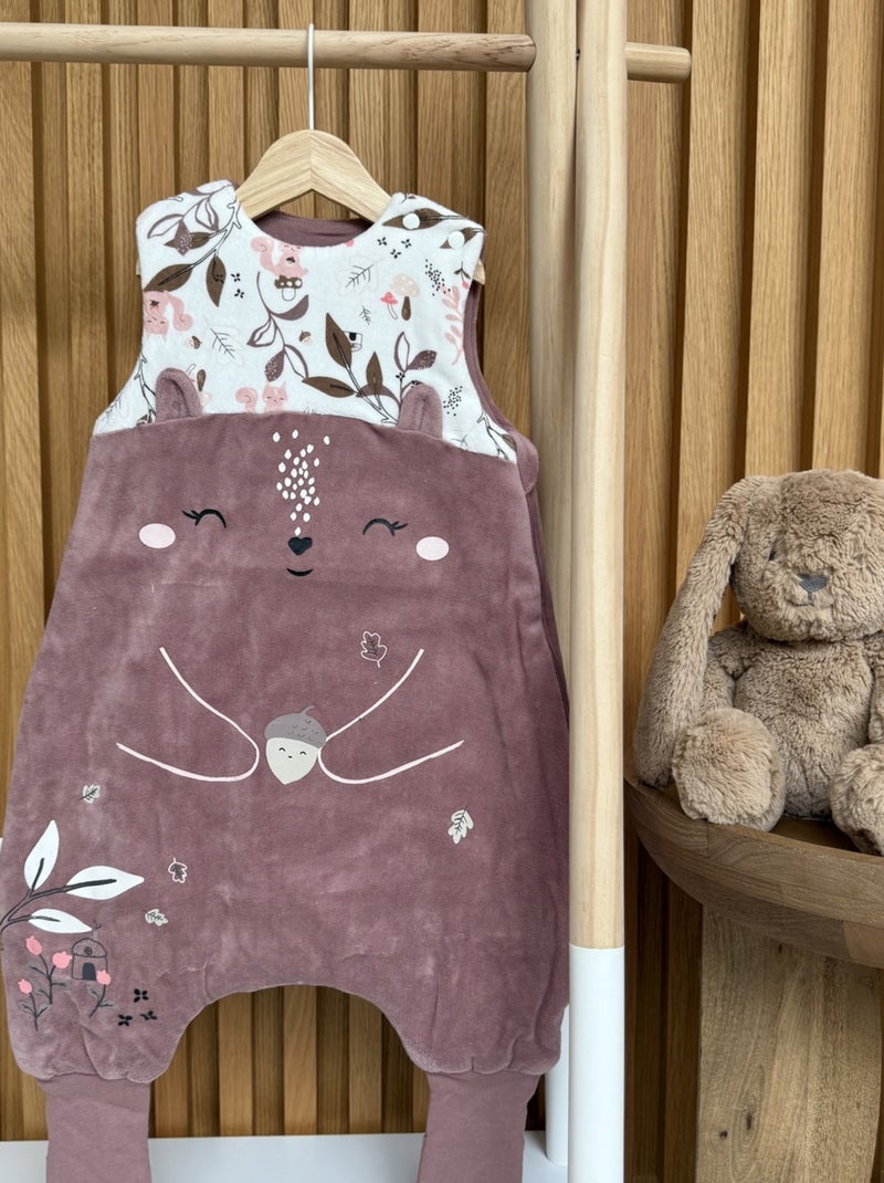 Turbulette d'hiver en velours avec pieds retroussables Sora Prune - Kiabi