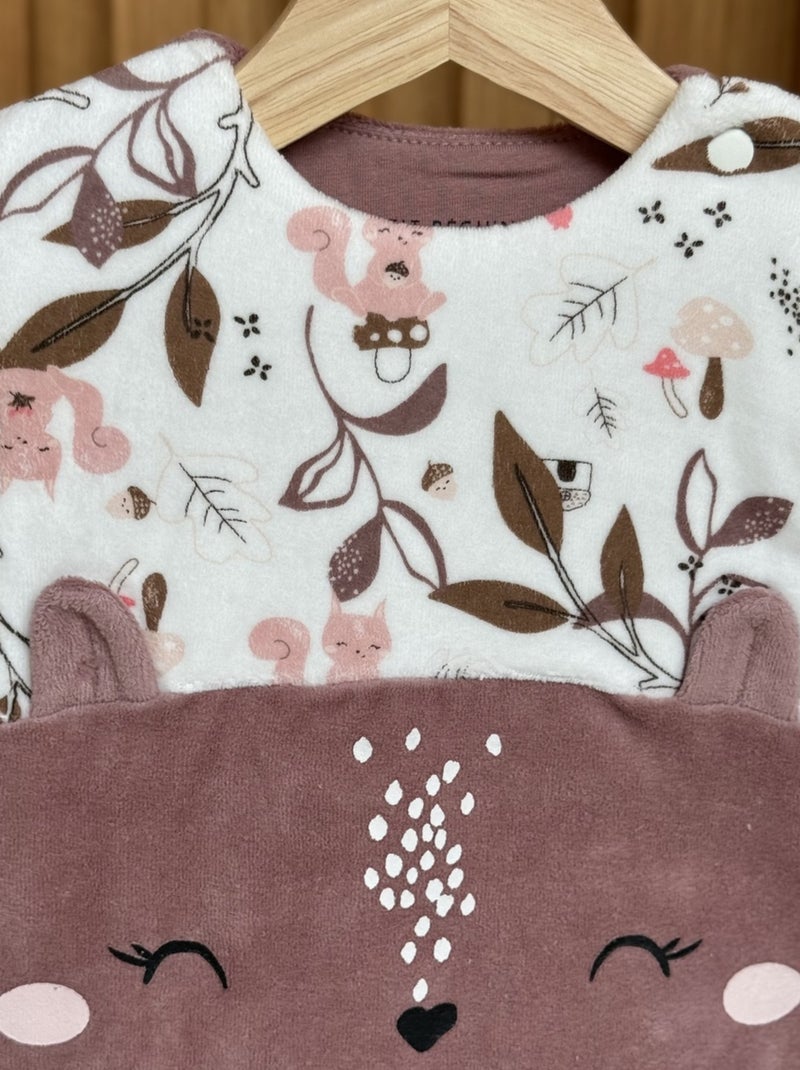 Turbulette d'hiver en velours avec pieds retroussables Sora Prune - Kiabi