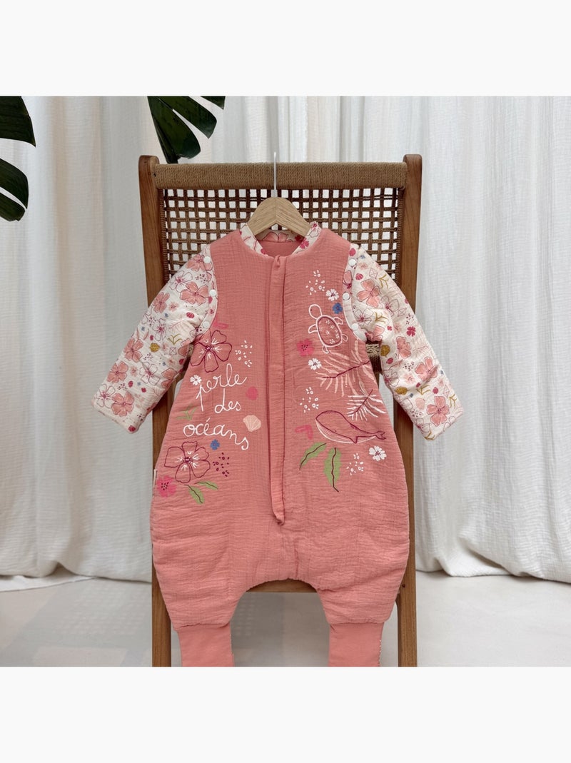 Turbulette TOG 2 en gaze de coton avec pieds retroussables et manches amovibles Santa Giulia Orange - Kiabi