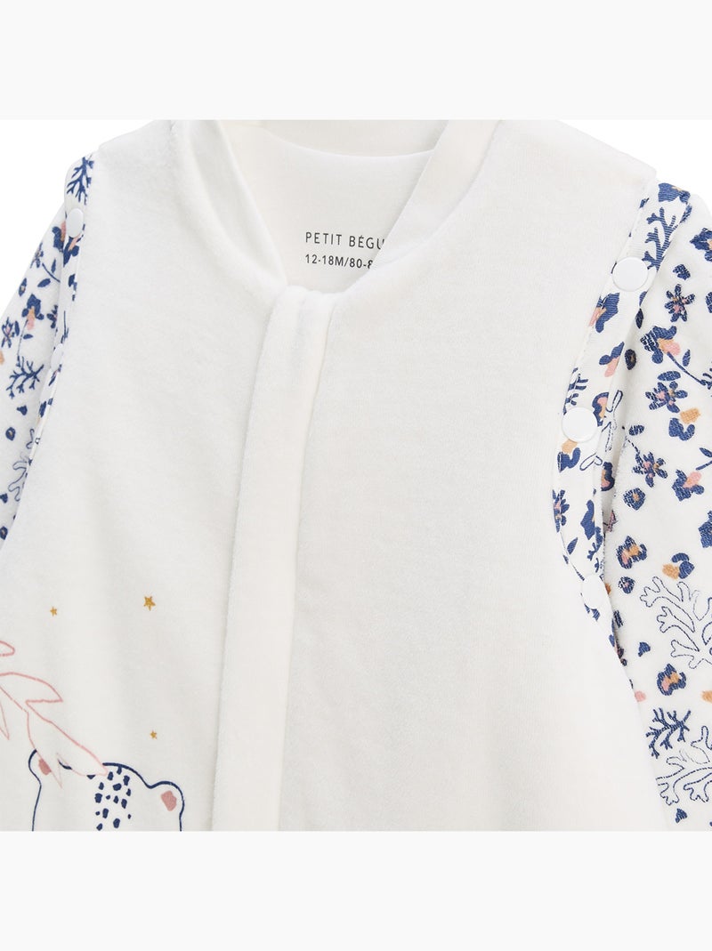 Turbulette TOG 2 en velours avec pieds retroussables et manches amovibles Céleste Ecru - Kiabi