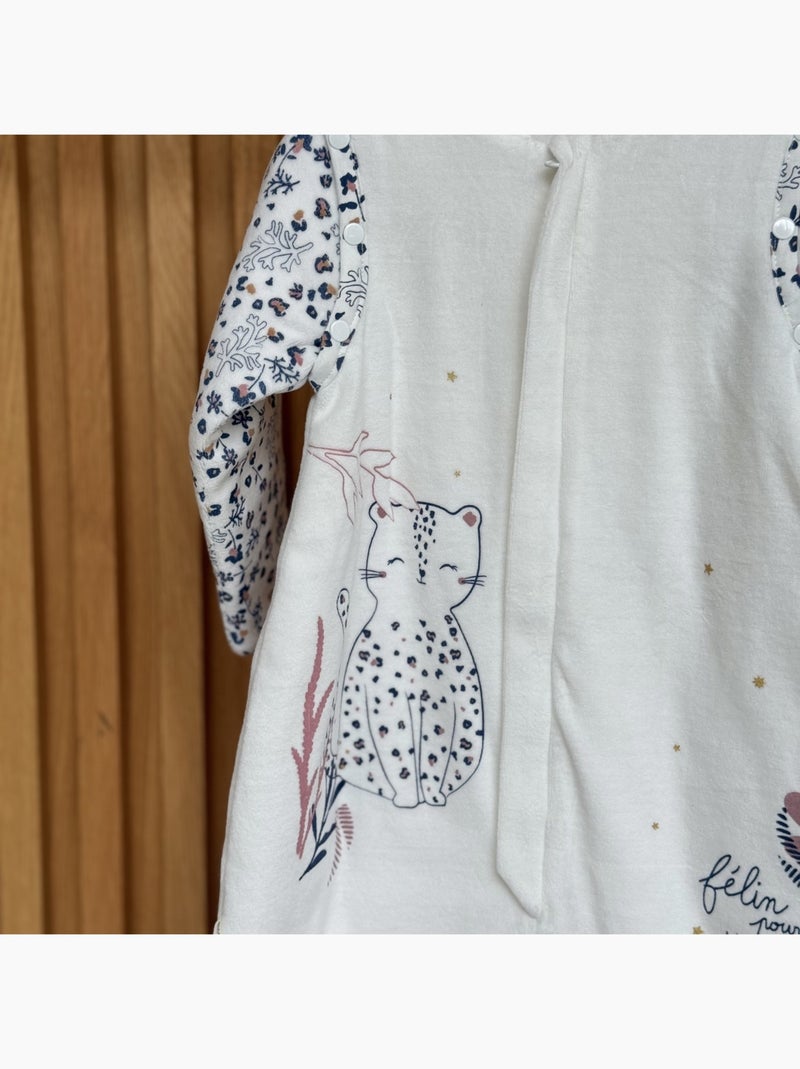 Turbulette TOG 2 en velours avec pieds retroussables et manches amovibles Céleste Ecru - Kiabi