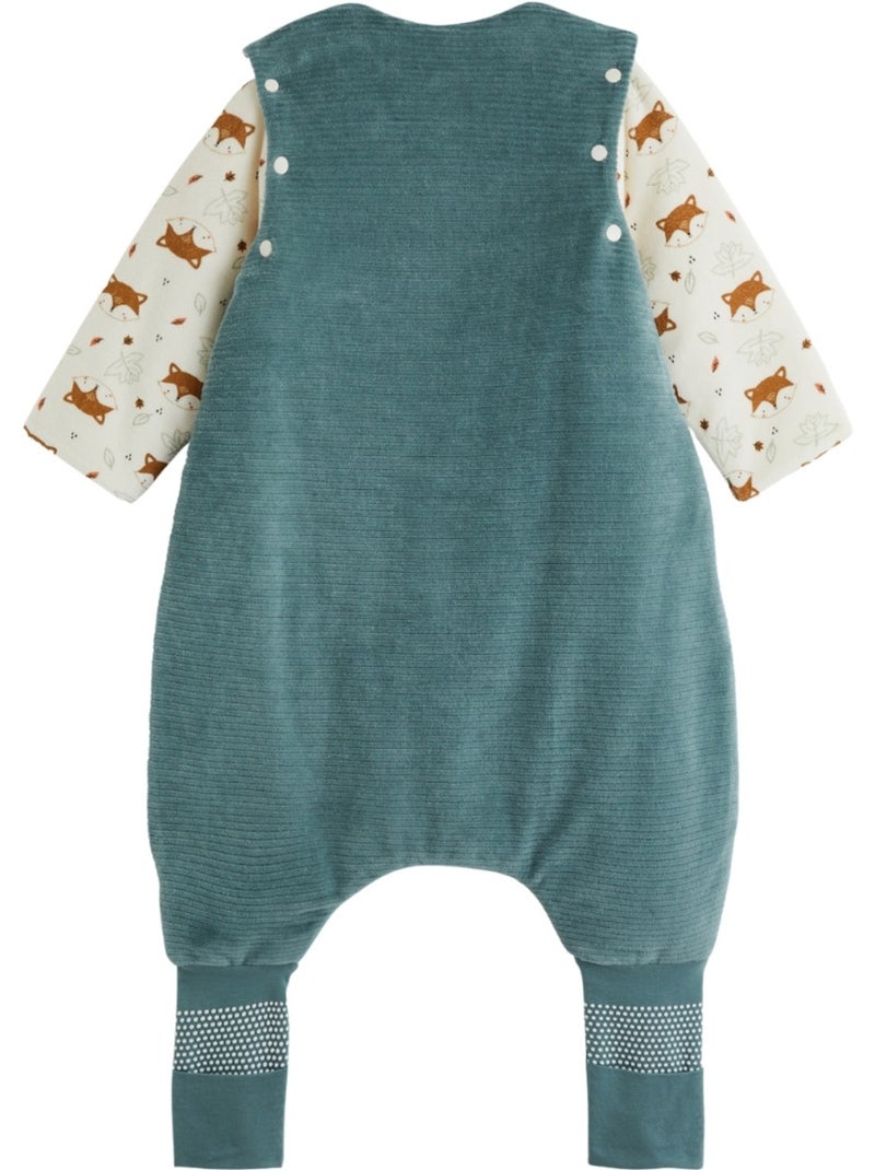 Turbulette tog 2 en velours avec pieds retroussables et manches amovibles ginkgo Vert - Kiabi