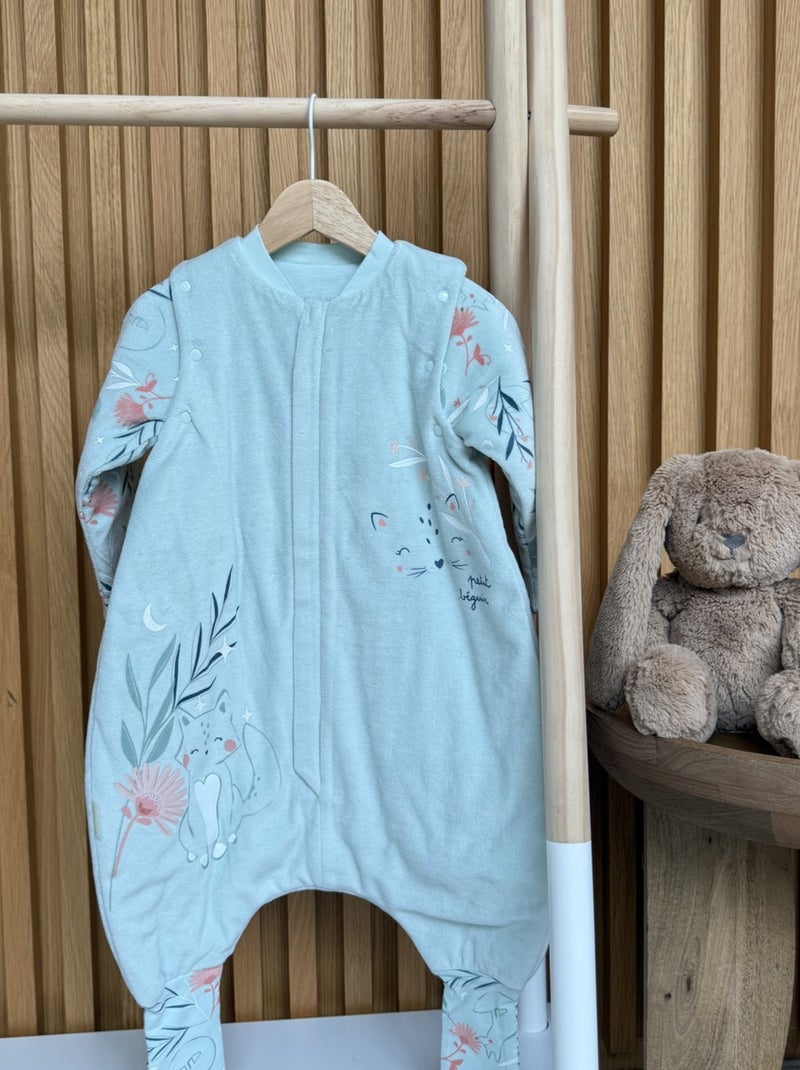 Turbulette TOG2 en velours avec pieds retroussables et manches amovibles Dina Bleu - Kiabi