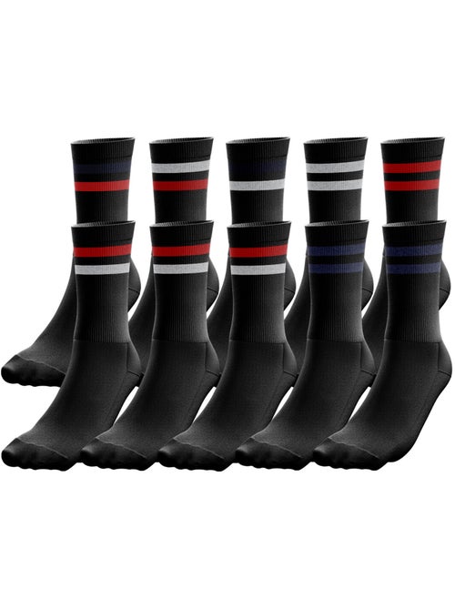 TWINDAY Lot de 10 paires de Chaussettes Homme Coton SPORT Noir Twinday - Kiabi