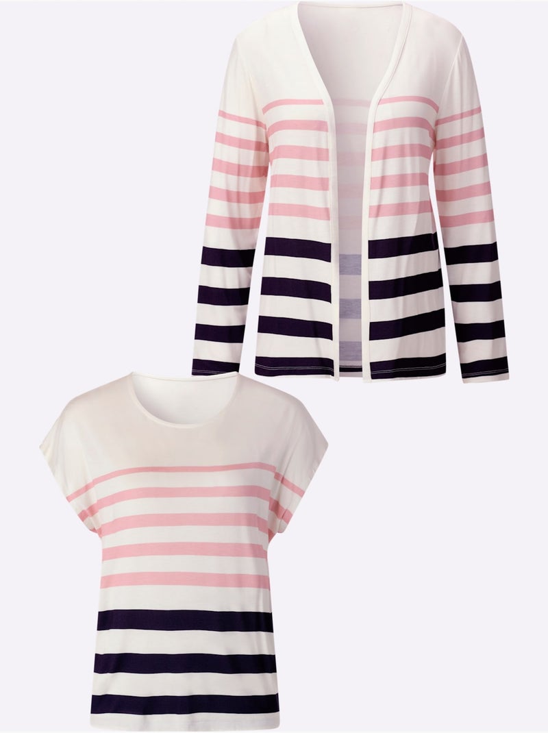 Twinset 95% Viscose - Taille Standard - Witt Beige/Rose - Kiabi