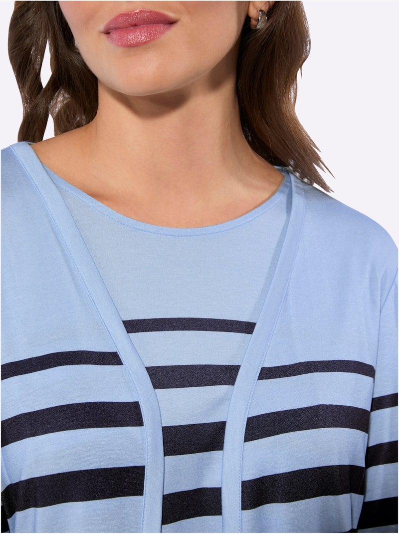 Twinset 95% Viscose - Taille Standard - Witt Bleu Bleu - Kiabi