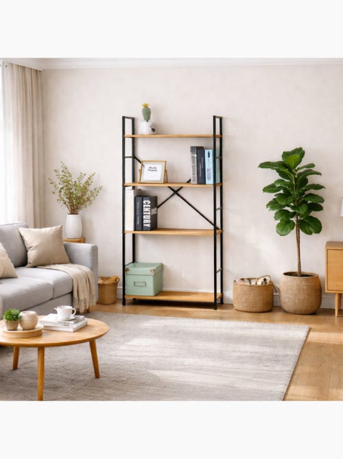 TYDA Etagère 4 rangements 112 cm bois et noir - Kiabi