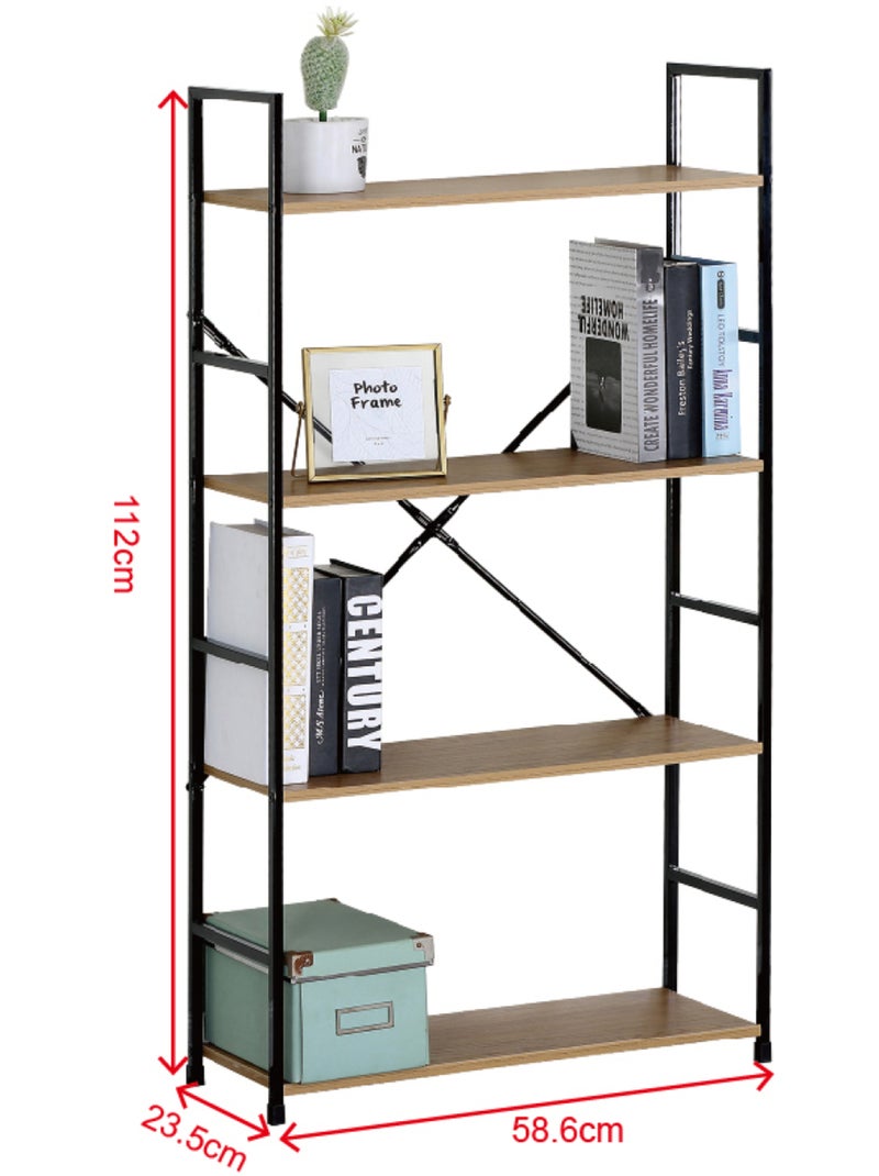 TYDA Etagère 4 rangements 112 cm bois et noir Marron - Kiabi