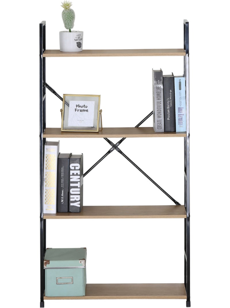 TYDA Etagère 4 rangements 112 cm bois et noir Marron - Kiabi