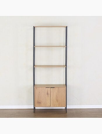 TYDIE Etagère 4 rangements et placard 176 cm bois et noir