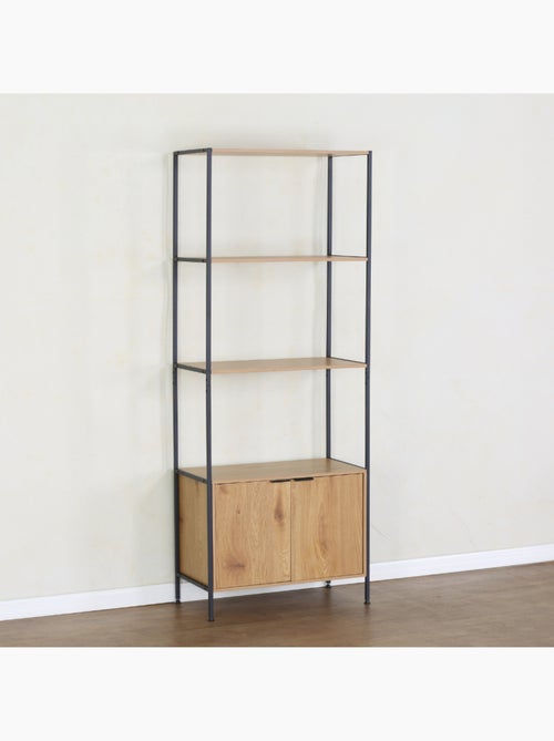 TYDIE Etagère 4 rangements et placard 176 cm bois et noir - Kiabi