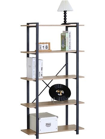 TYDO Etagère 5 rangements 150 cm bois et noir