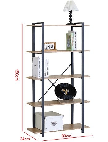 TYDO Etagère 5 rangements 150 cm bois et noir
