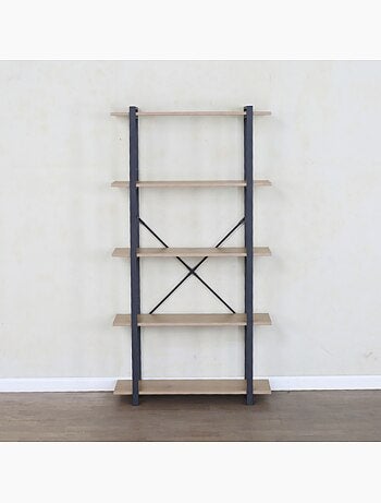 TYDO Etagère 5 rangements 150 cm bois et noir