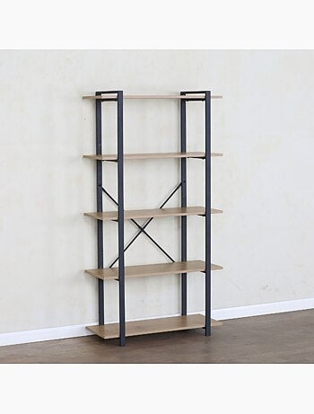 TYDO Etagère 5 rangements 150 cm bois et noir