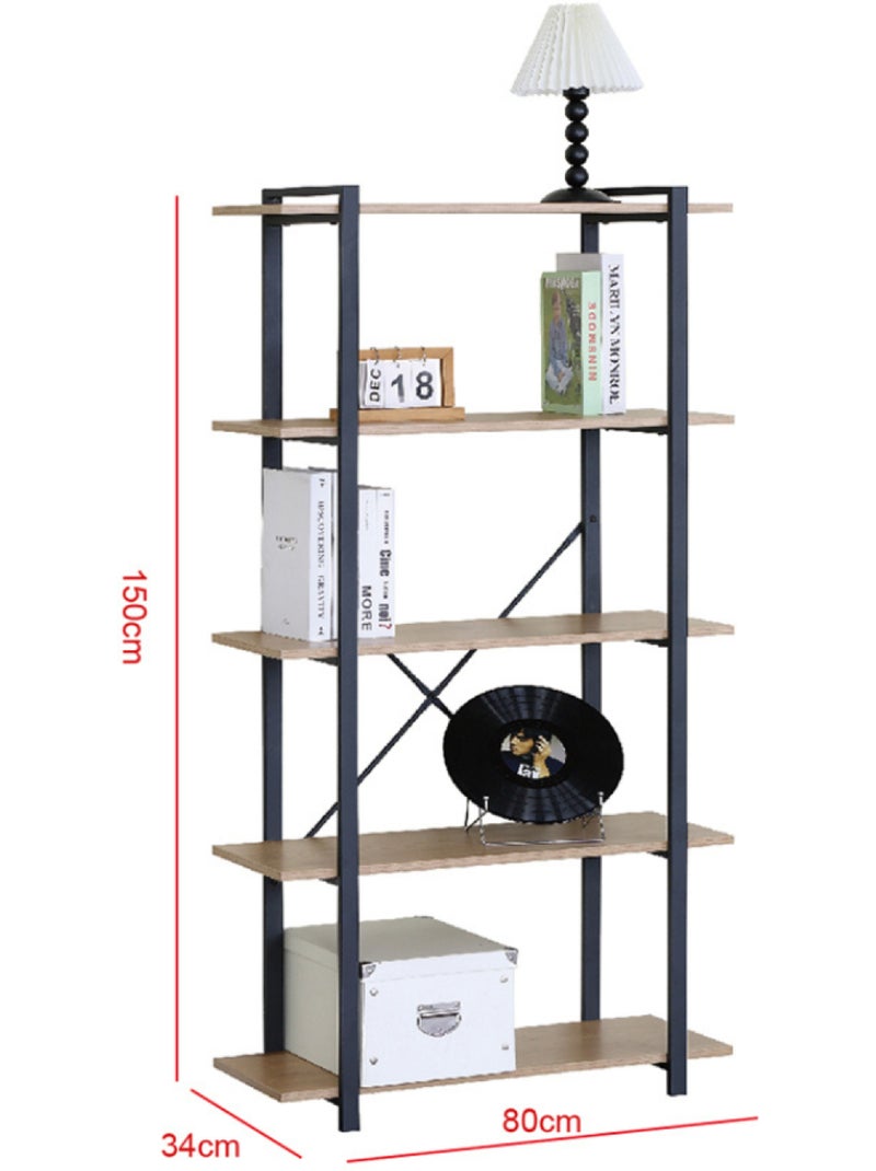 TYDO Etagère 5 rangements 150 cm bois et noir Marron - Kiabi