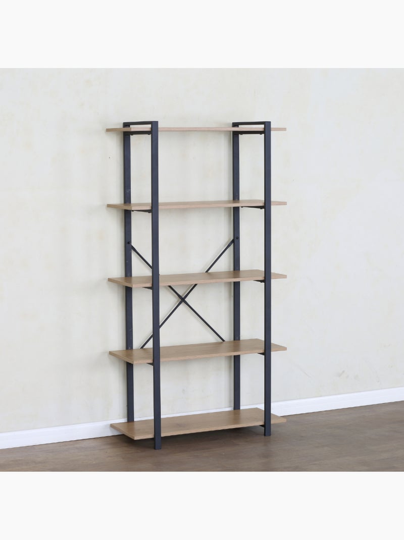 TYDO Etagère 5 rangements 150 cm bois et noir Marron - Kiabi