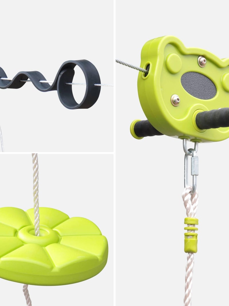 Tyrolienne enfants avec balançoire disque 30m Alizé Vert - Kiabi