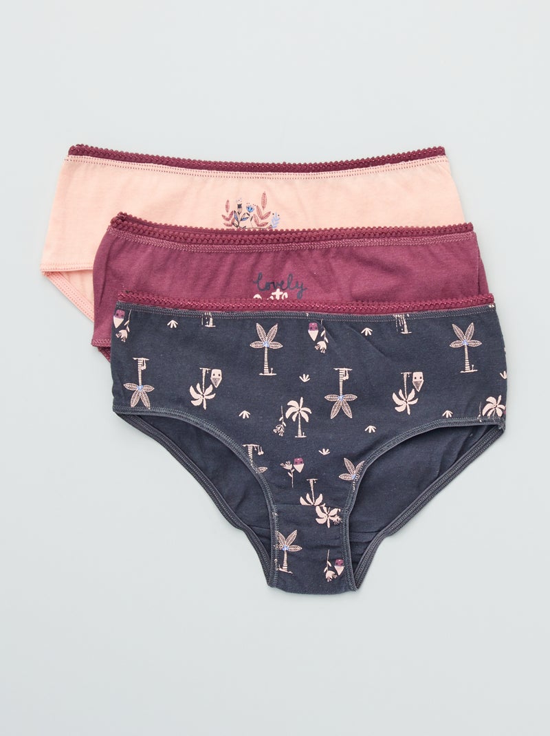 Un lot de 3 culottes en jersey rose/marron - Kiabi