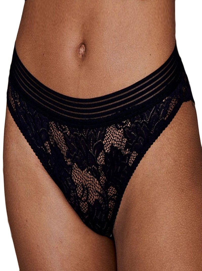 UnderProtection - Culotte taille haute échancrée en dentelle recyclée Gilda Noir - Kiabi
