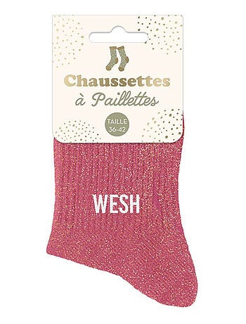 Une paire de chaussettes paillettes bad bitch