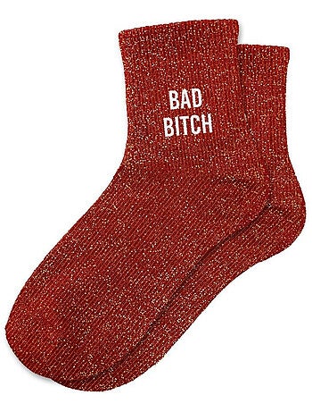 Une paire de chaussettes paillettes bad bitch