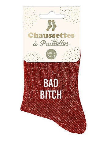 Une paire de chaussettes paillettes bad bitch