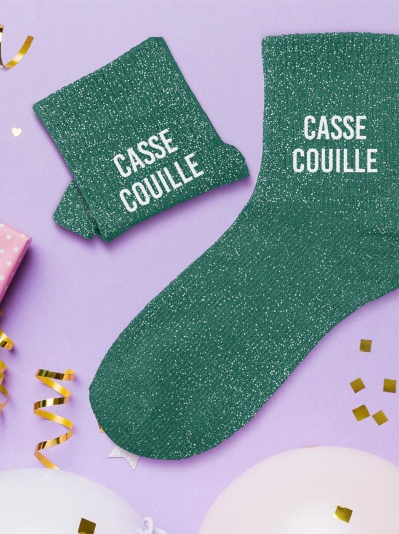 Une paire de chaussettes paillettes Casse Couille Vert forêt - Kiabi