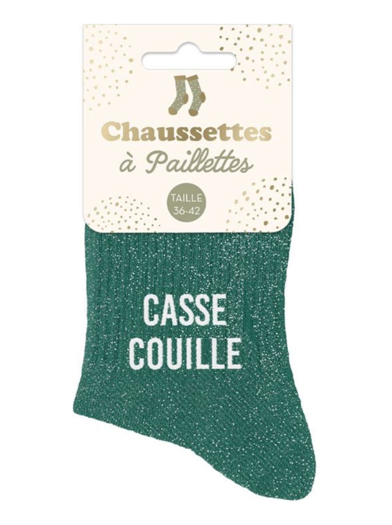 Une paire de chaussettes paillettes Casse Couille Vert forêt - Kiabi