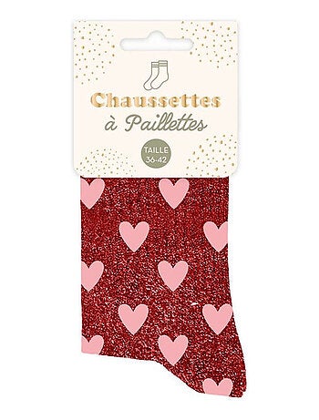 Une paire de chaussettes paillettes coeur