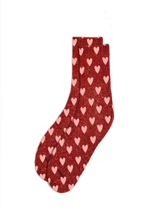 Une paire de chaussettes paillettes coeur