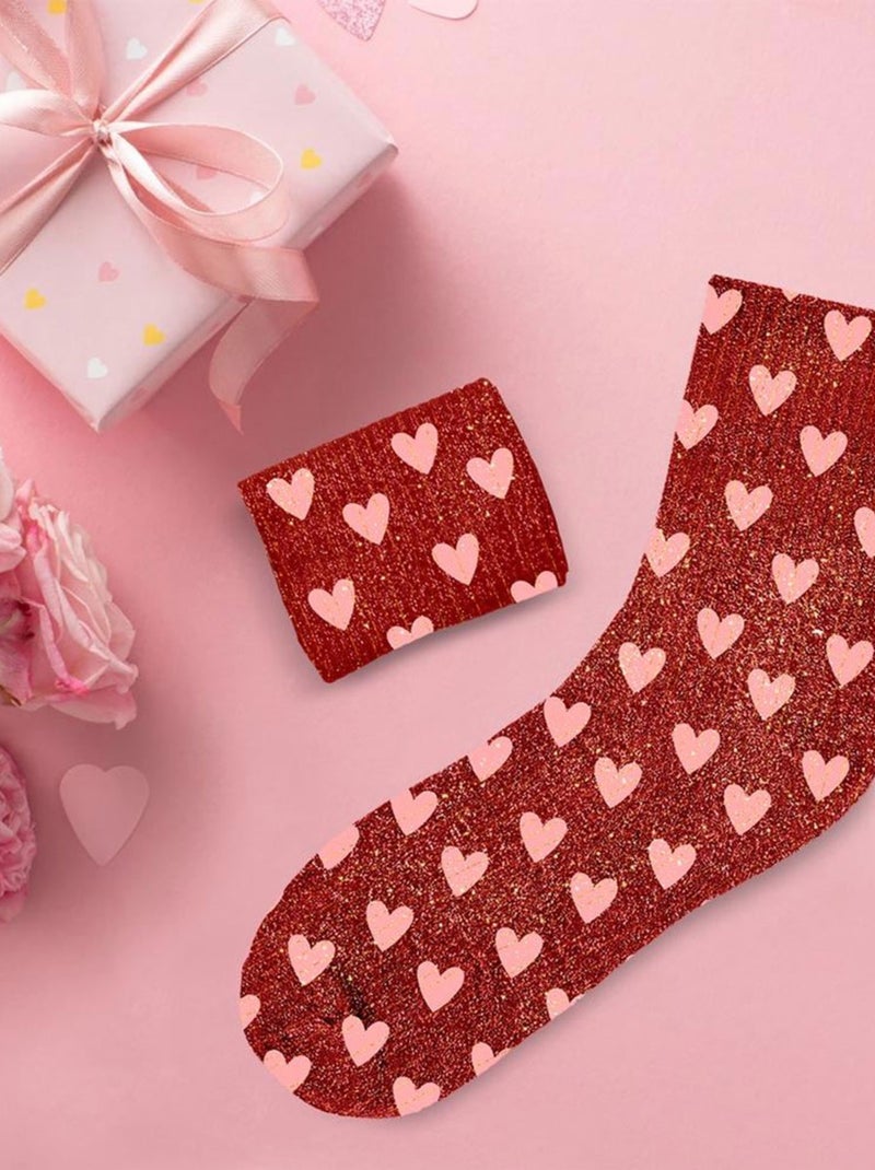 Une paire de chaussettes paillettes coeur Rouge - Kiabi